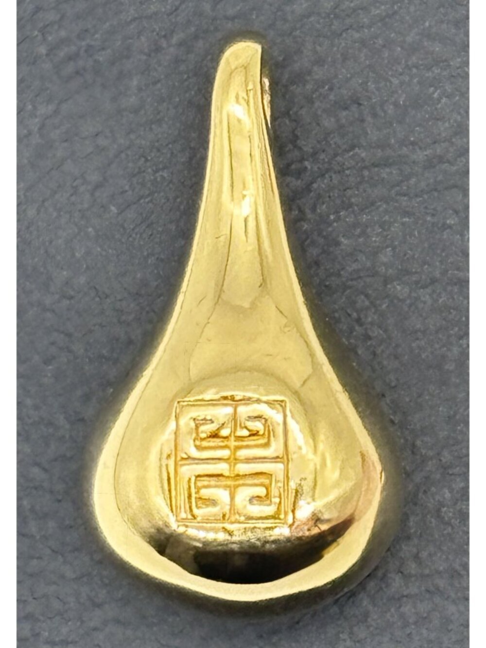 Vintage Givenchy Classic Logo Pendant Charm Teardrop Pear Shape Gold Tone Signed - Picture 2 of 14